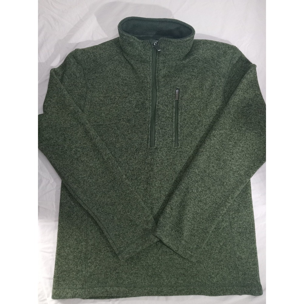 Woolrich Fleece Pullover Sweater Mens Green 1/4 Zip HMQ0038S Jacket Medium